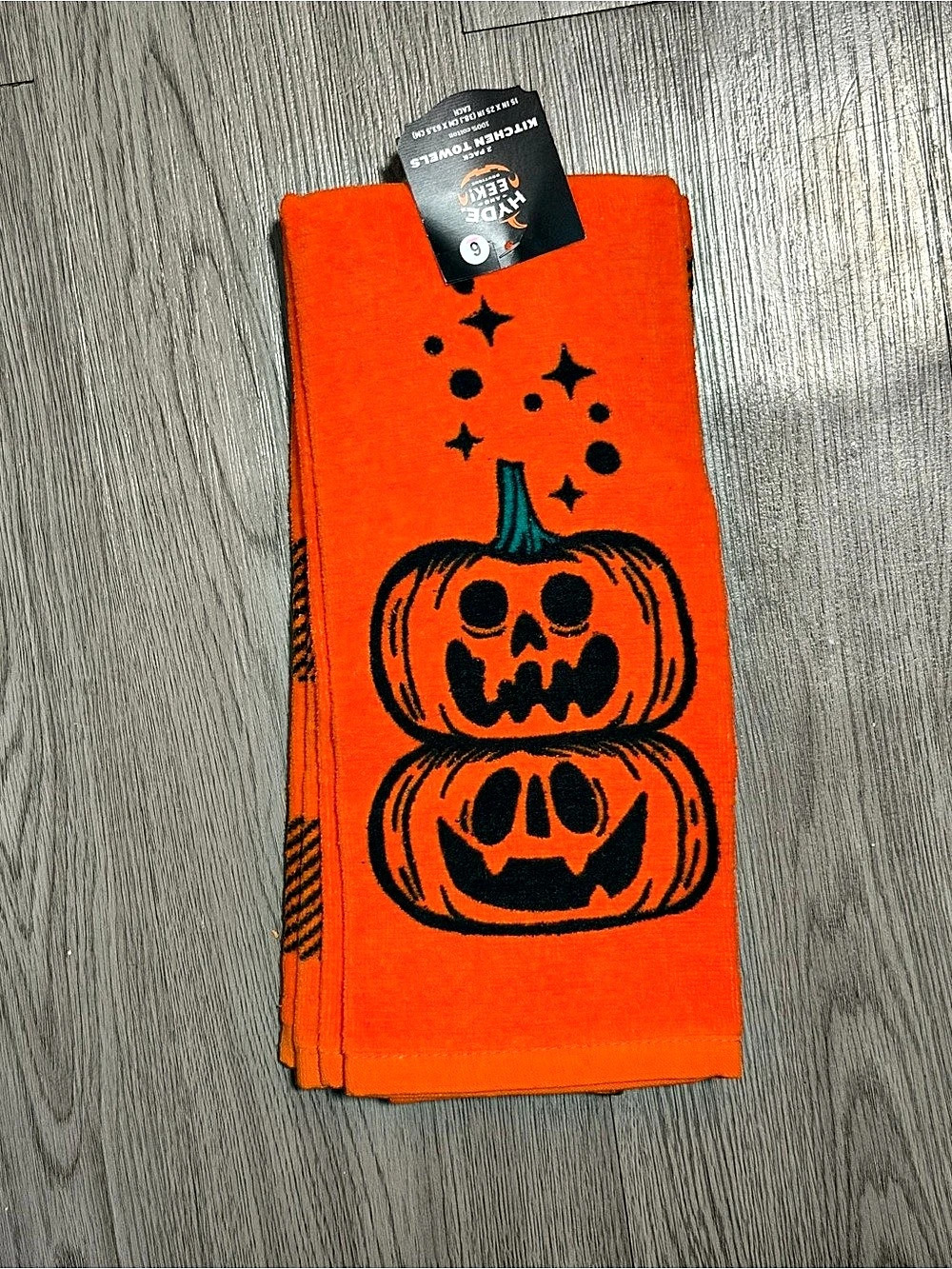 Hyde & EEK! Boutique Halloween Kitchen Towels 2 Pack Orange Pumpkin and Buffalo